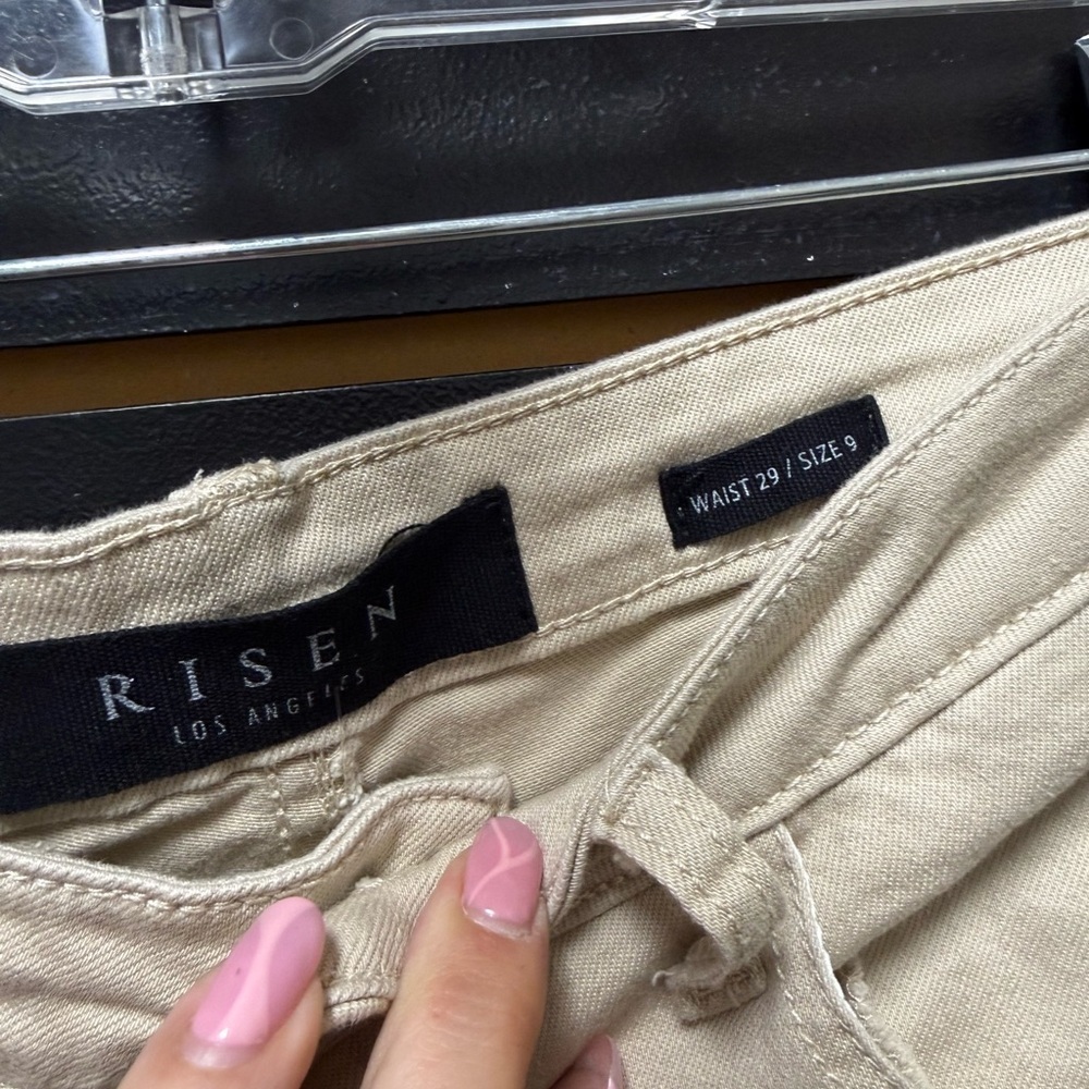 Risen Los Angeles High Rise Straight Leg Tan Jeans Raw Hem Sz 9 (29) 26” Inseam - Picture 2 of 4